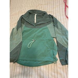 lululemon teal half zip anorak rain jacket size 8